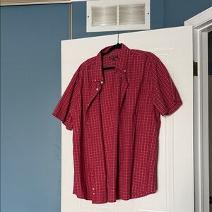 George Red Plaid Short-Sleeve Button-Down Shirt